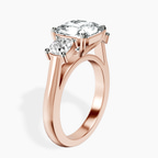 14kt Rose Gold Kinsley Three Stone Side Cushion Lab Diamond Ring standing product image one