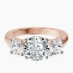18ct Rose Gold Kinsley Three Stone Side Cushion Lab Diamond Ring front image