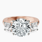 14kt Rose Gold Kinsley Three Stone Side Cushion Lab Diamond Ring front image