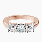 10kt Rose Gold Kinsley Three Stone Side Cushion Lab Diamond Ring front image