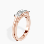 10kt Rose Gold Kinsley Three Stone Side Cushion Lab Diamond Ring standing product image one