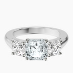 Platinum Kinsley Three Stone Side Cushion Lab Diamond Ring front image