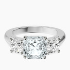 Platinum Kinsley Three Stone Side Cushion Lab Diamond Ring front image