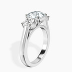 Platinum Kinsley Three Stone Side Cushion Lab Diamond Ring standing product image one