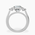Platinum Kinsley Three Stone Side Cushion Lab Diamond Ring side right image one
