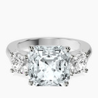 Platinum Kinsley Three Stone Side Cushion Lab Diamond Ring front image