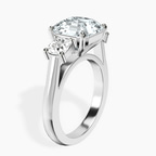 Platinum Kinsley Three Stone Side Cushion Lab Diamond Ring standing product image one