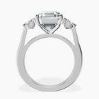 Platinum Kinsley Three Stone Side Cushion Lab Diamond Ring side right image one