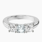 Platinum Kinsley Three Stone Side Cushion Lab Diamond Ring front image