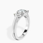 Platinum Kinsley Three Stone Side Cushion Lab Diamond Ring standing product image one