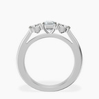 Platinum Kinsley Three Stone Side Cushion Lab Diamond Ring side right image one
