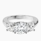 Platinum Kinsley Three Stone Side Cushion Lab Diamond Ring front image