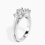 Platinum Kinsley Three Stone Side Cushion Lab Diamond Ring standing product image one