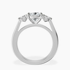 Platinum Kinsley Three Stone Side Cushion Lab Diamond Ring side right image one