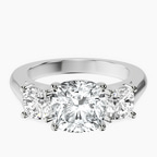 Platinum Kinsley Three Stone Side Cushion Lab Diamond Ring front image