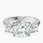 Platinum Kinsley Three Stone Side Cushion Lab Diamond Ring front image