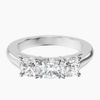 Platinum Kinsley Three Stone Side Cushion Lab Diamond Ring front image