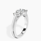 Platinum Kinsley Three Stone Side Cushion Lab Diamond Ring standing product image one