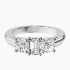 14kt White Gold Kinsley Three Stone Side Cushion Lab Diamond Ring front image