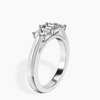14kt White Gold Kinsley Three Stone Side Cushion Lab Diamond Ring standing product image one