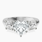 Platinum Kinsley Three Stone Side Cushion Lab Diamond Ring front image