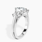 Platinum Kinsley Three Stone Side Cushion Lab Diamond Ring standing product image one