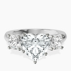 Platinum Kinsley Three Stone Side Cushion Lab Diamond Ring front image