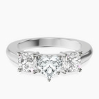Platinum Kinsley Three Stone Side Cushion Lab Diamond Ring front image