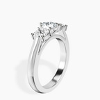 Platinum Kinsley Three Stone Side Cushion Lab Diamond Ring standing product image one
