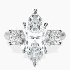 Platinum Kinsley Three Stone Side Cushion Lab Diamond Ring front image
