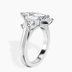 Platinum Kinsley Three Stone Side Cushion Lab Diamond Ring standing product image one