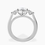 Platinum Kinsley Three Stone Side Cushion Lab Diamond Ring side right image one