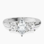 Platinum Kinsley Three Stone Side Cushion Lab Diamond Ring front image