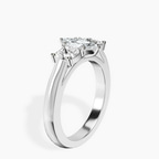 Platinum Kinsley Three Stone Side Cushion Lab Diamond Ring standing product image one