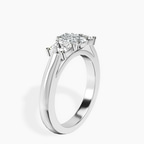 14kt White Gold Kinsley Three Stone Side Cushion Lab Diamond Ring standing product image one