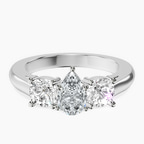 Platinum Kinsley Three Stone Side Cushion Lab Diamond Ring front image