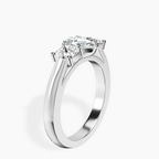 Platinum Kinsley Three Stone Side Cushion Lab Diamond Ring standing product image one