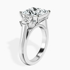 Platinum Kinsley Three Stone Side Cushion Lab Diamond Ring standing product image one