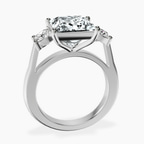 Platinum Kinsley Three Stone Side Cushion Lab Diamond Ring side right image one