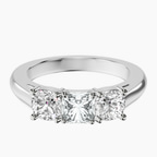 Platinum Kinsley Three Stone Side Cushion Lab Diamond Ring front image