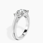 Platinum Kinsley Three Stone Side Cushion Lab Diamond Ring standing product image one