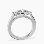 Platinum Kinsley Three Stone Side Cushion Lab Diamond Ring side right image one