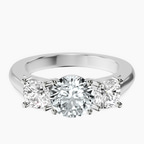 Platinum Kinsley Three Stone Side Cushion Lab Diamond Ring front image
