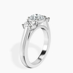 Platinum Kinsley Three Stone Side Cushion Lab Diamond Ring standing product image one
