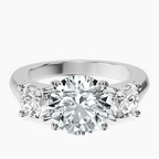 Platinum Kinsley Three Stone Side Cushion Lab Diamond Ring front image
