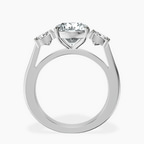 Platinum Kinsley Three Stone Side Cushion Lab Diamond Ring side right image one