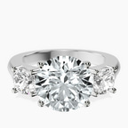 Platinum Kinsley Three Stone Side Cushion Lab Diamond Ring front image