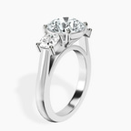 Platinum Kinsley Three Stone Side Cushion Lab Diamond Ring standing product image one
