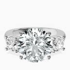 Platinum Kinsley Three Stone Side Cushion Lab Diamond Ring front image