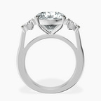 Platinum Kinsley Three Stone Side Cushion Lab Diamond Ring side right image one